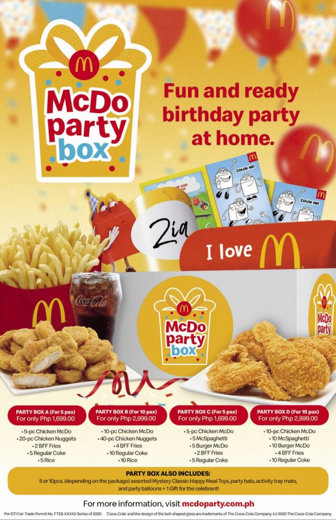 Celebrate hasslefree party with the new Mcdo Party Box plus party