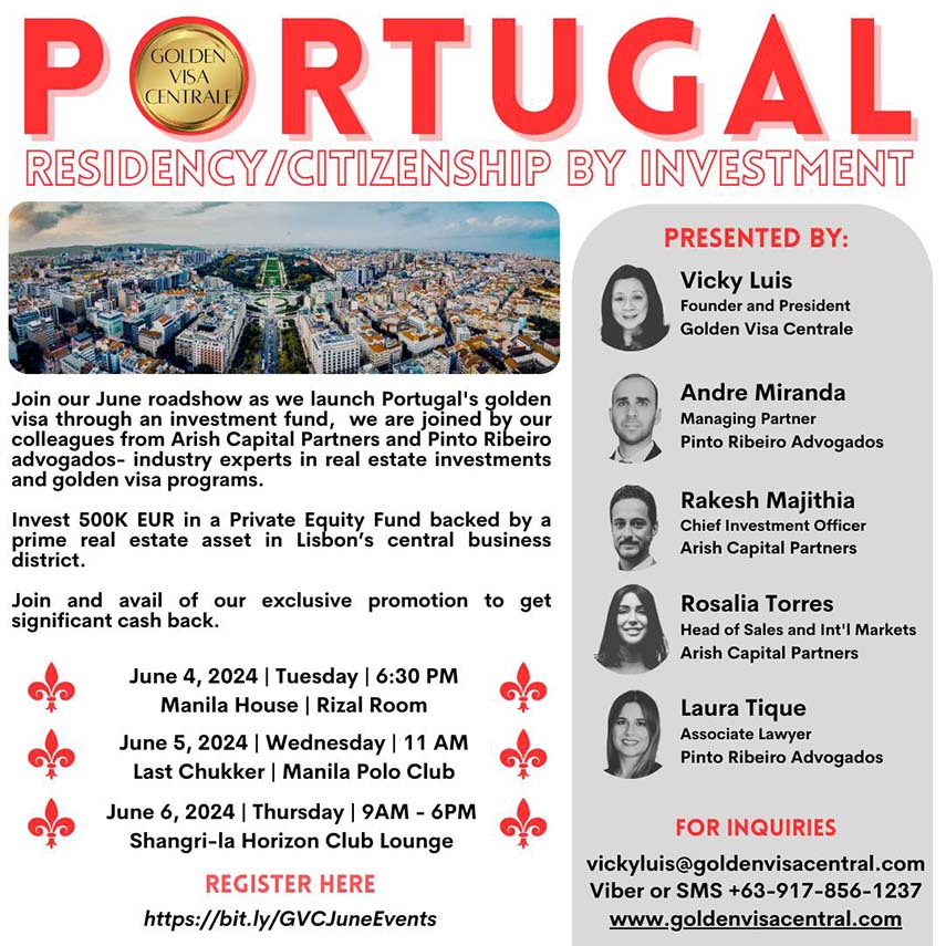 Golden Visa Centrale to launch exciting new European residency opportunity for Filipinos: the Portugal Golden Visa program